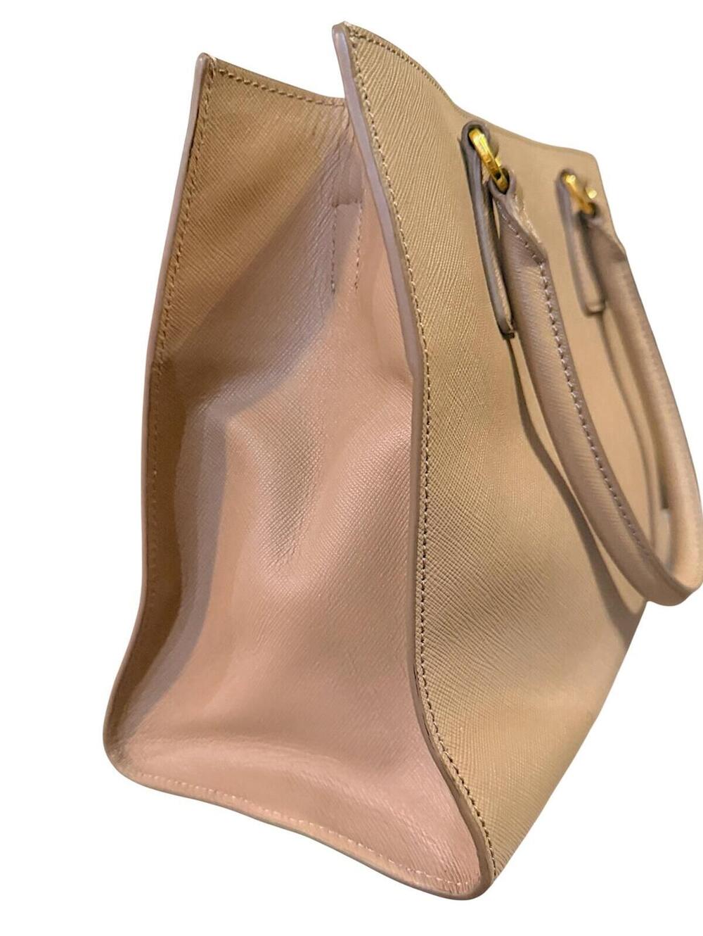 Prada Galleria Double Zip Saffiano Leather Tote Bag Nude Beige Blush Pink Large - Picture 5 of 13